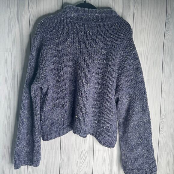 Habitat Clothes To Live In VTG Sweater Womens Med Large Blue Speckled Cardigan - Picture 4 of 9